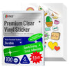 Uinkit 105Sheets Premium 90% Clear Vinyl Sticker Paper for Inkjet Printer - Include 100 Sheets Clear and 5Sheets Glossy Label Waterproof, Dries Quickly Vivid Colors, Holds Ink Well