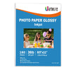 Uinkit 180 Sheets Inkjet Thin Glossy Photo Paper For Chip Bags 8.5x11 Inches 36LB Brochure Flyer Paper 135GSM