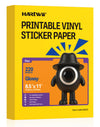 Hartwii 60 sheets Printable Vinyl Sticker Paper, 8.5X11 inch Gloosy Self-Adhesive for Inkjet & Laser Printer, Sticker Paper Holds Ink Well, Waterproof, Dries Quickly, Vivid Colors, Tear Resistant