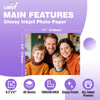 Uinkit 37lb Thin Flyer Paper Glossy 8.5x11 Inkjet 100 Sheets Single Side DIY Chip Bag 135gsm Photos Picture for Inkjet Printer with Dye Ink Letter size A4 Brochure