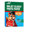 Uinkit Bright White Single Sided Glossy Photo Paper 8.5x11 Letter Size 180gsm 48lb Instant Dry Dye Inkjet Paper, Smudge Resistant Professional Printing Papers for Home/Office Trial Use