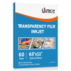 Uinkit 60 Sheets Printable Transparency Film Acetate Clear Sheets for Crafts 8.5x11 OHP Overhead Projector Film For Inkjet Printer Quick-Dry