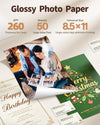 Uinkit 100 Sheets Heavyweight Thick Glossy Photo Paper Single side 8.5x11 Inkjet 68lb 260Gsm DIY Greeting Card Placemat Craft Project Signage Christmas Poster 11.8Mil for Inkjet printer