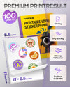 Hartwii Premium Printable Vinyl Sticker Paper,100 Sheets Glossy White Waterproof Self-Adhesive Sticker Paper-8.5x11" Quick-Drying for Inkjet & Laser Printers, Vivid Colors, Tear Resistant,