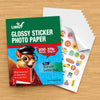 Uinkit Glossy Sticker Paper for Inkjet Printer, 8.5 x 11Inches 6.5Mil Printable Self Adhesive Photo Paper Priner Sticker Papers for Inkjet Printer Dries Quickly Vivid Color