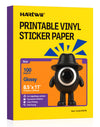 Hartwii Premium Printable Vinyl Sticker Paper,100 Sheets Glossy White Waterproof Self-Adhesive Sticker Paper-8.5x11" Quick-Drying for Inkjet & Laser Printers, Vivid Colors, Tear Resistant,