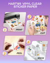 Hartwii 30 Sheets Vinyl Sticker Paper, 8.5X11 Gloosy Self-Adhesive for Inkjet & Laser Printer, Sticker Paper, Waterproof,Tear Resistant, Dries Quickly Holds Ink Well, Vivid Colors for DIY Crafters