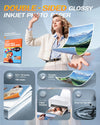 UinkitDouble Sided Photo Paper Glossy 8.5x11 54lbs Inkjet for Dye Ink 200Gsm Value Bulk Pack Picture 8.5 x 11 9.5Mil for Inkjet Printing Printer