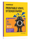 Hartwii 30 Sheets Vinyl Sticker Paper, 8.5X11 Gloosy Self-Adhesive for Inkjet & Laser Printer, Sticker Paper, Waterproof,Tear Resistant, Dries Quickly Holds Ink Well, Vivid Colors for DIY Crafters