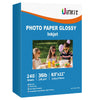 Uinkit 37lb Thin Flyer Paper Glossy 8.5x11 Inkjet 100 Sheets Single Side DIY Chip Bag 135gsm Photos Picture for Inkjet Printer with Dye Ink Letter size A4 Brochure