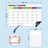 Uinkit Magnetic Dry Erase Calendar with Markers for Refrigerator-16.5X 11.8 Inches- Weekly, Monthly Magnet Planner Grocery List, 4 Markers and Eraser
