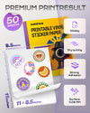 Hartwii Premium Printable Vinyl Sticker Paper, 30 Sheets Glossy White Waterproof Self-Adhesive Sticker Paper-8.5x11" Quick-Drying for Inkjet & Laser Printers, Vivid Colors, Tear Resistant,